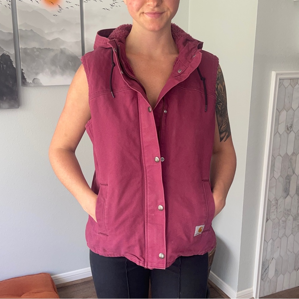Maroon Carhartt Fur Vest